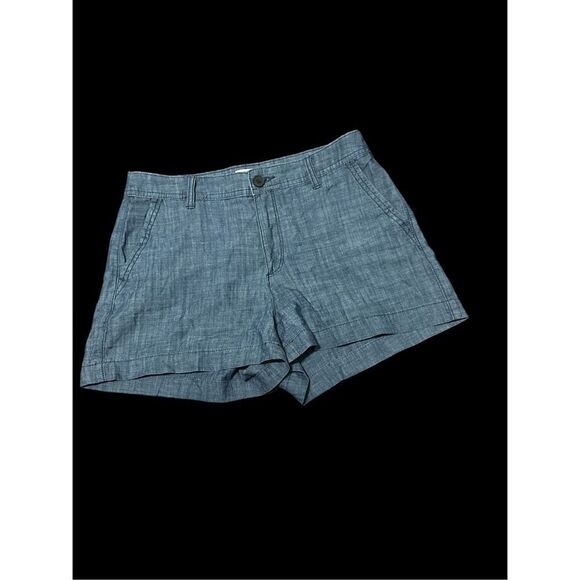a new day Women's Zippered Button Closure Blue Chambray Shorts Size 4 Great Cond - Picture 2 of 5
